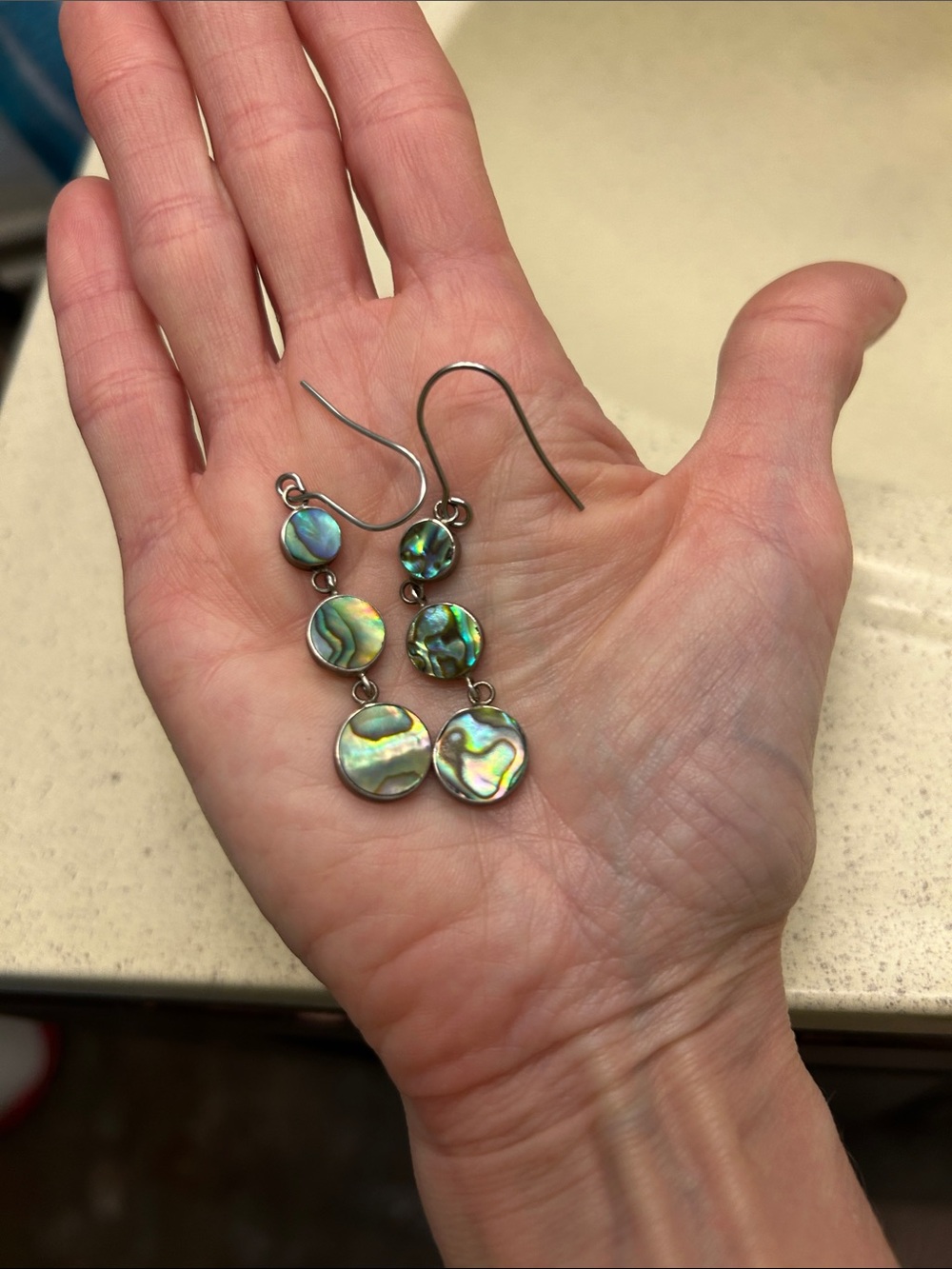 Vintage Abalone Circle Dangle Earrings